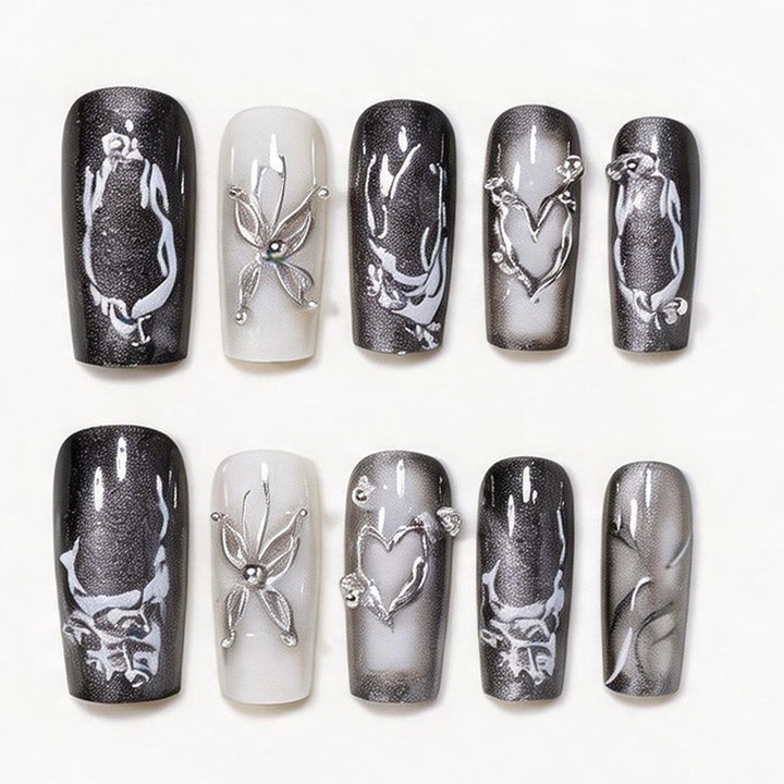 Künstlerisches Langes Press-On Nageldesign Karnz