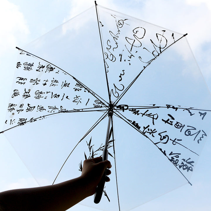 Damen transparenter Regenschirm mit niedlichem Katzenmotiv Karnz