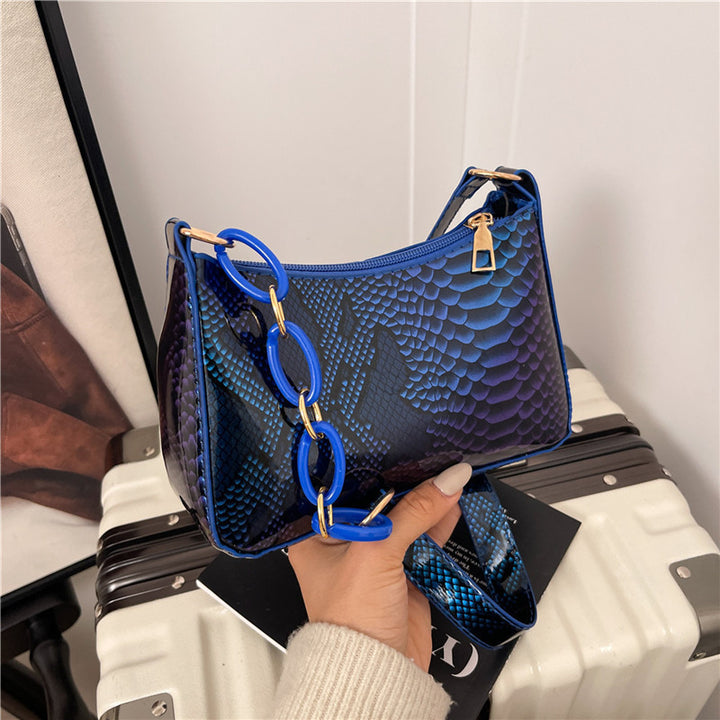 Stylische Texturierte Schlangenleder Effekt Handtasche Karnz