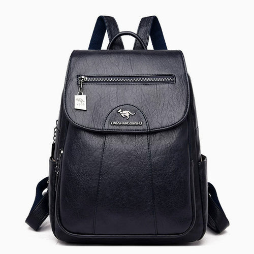 Stylischer Mehrfach-Taschen Leder-Rucksack Karnz