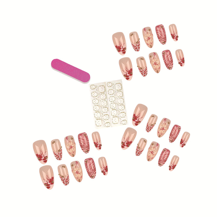 Künstlerisches Floral-Nageldesign Press-On-Set