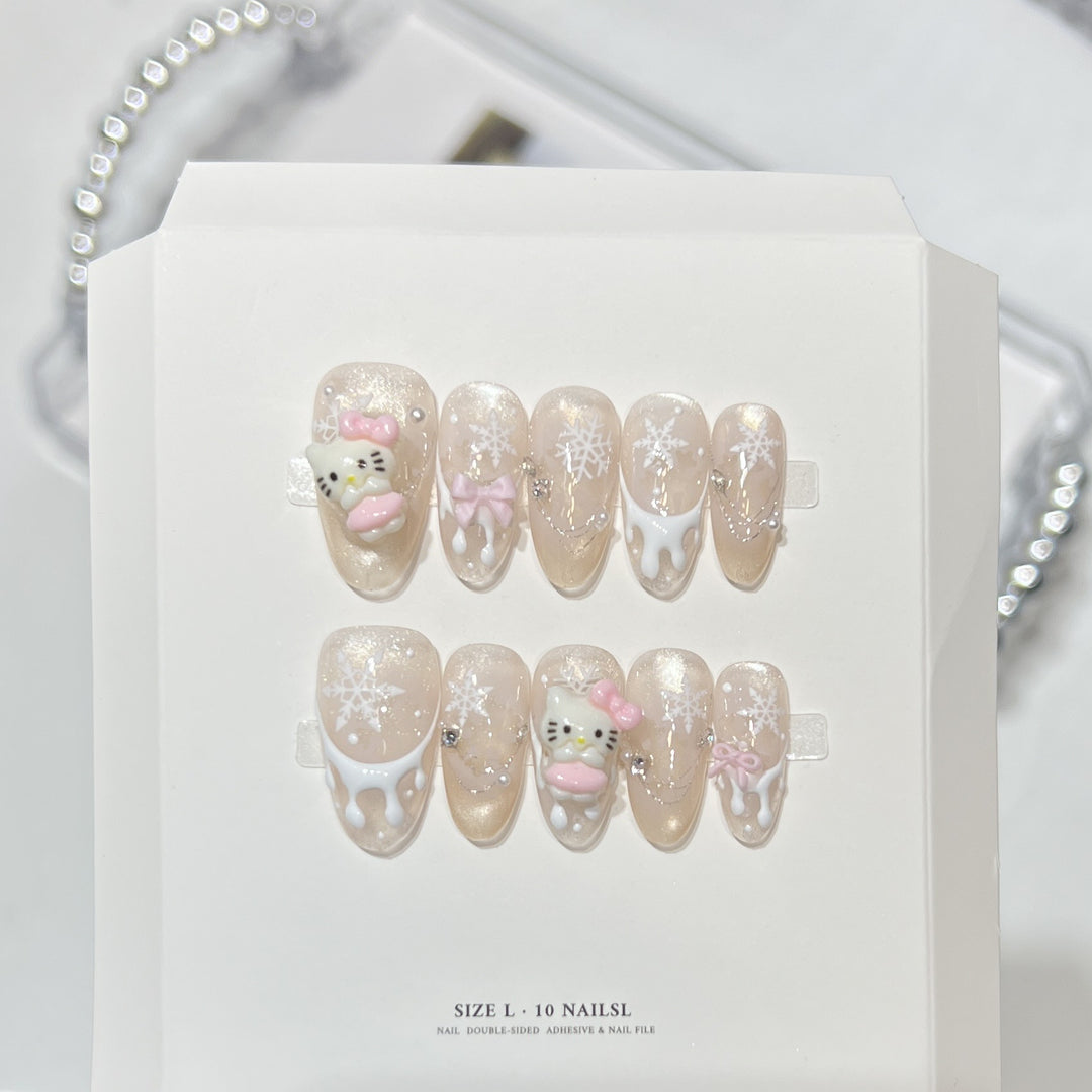 Glitzerndes Press-On Nagelkunst-Set mit Schneeflocken-Design Karnz