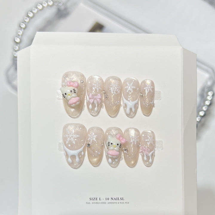 Glitzerndes Press-On Nagelkunst-Set mit Schneeflocken-Design Karnz