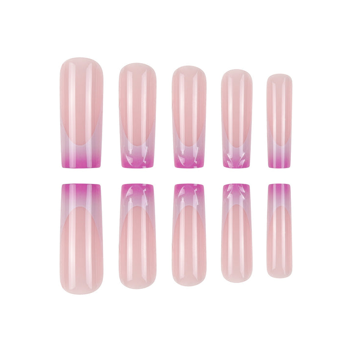 Elegante lange Acryl Press-On-Nagelset mit künstlerischem Ombré-Design Karnz