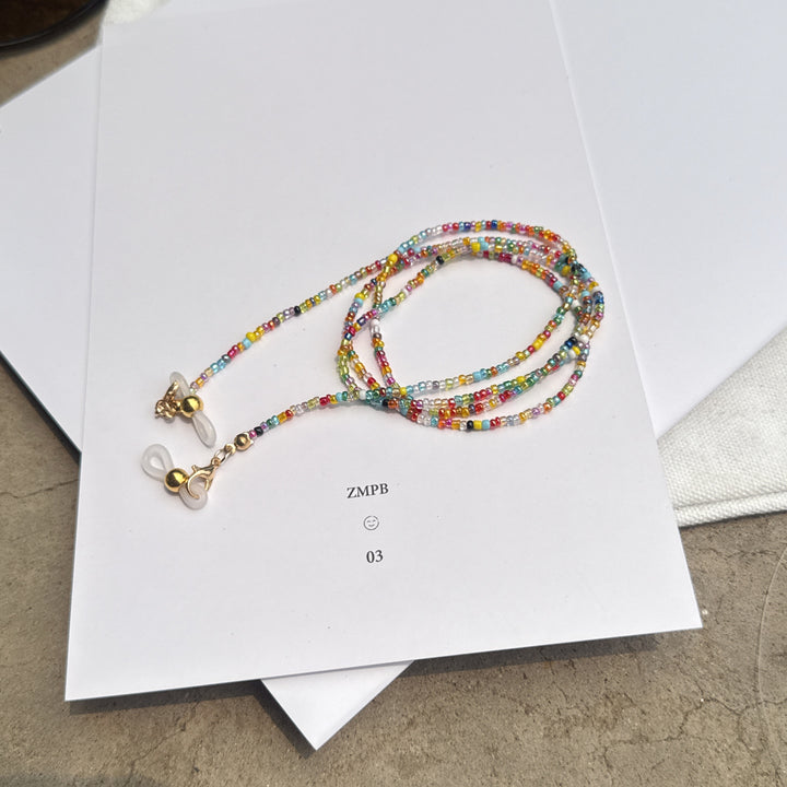 Bunte Perlen Brillen Kette Karnz