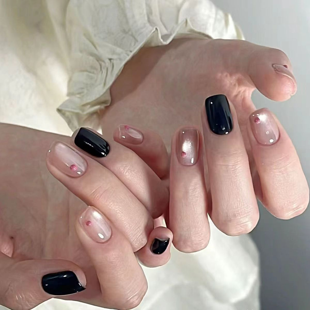 Kunstfingernägel Im Eleganten Schwarz-Pink Design Karnz