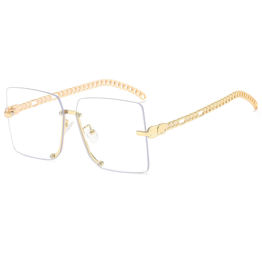Damen modische Sonnenbrille mit luxuriösem Kettenarm und rechteckigem Rahmen Karnz