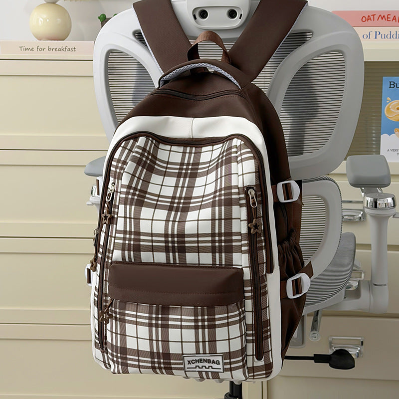 Stylische Karierte Muster Rucksack Karnz