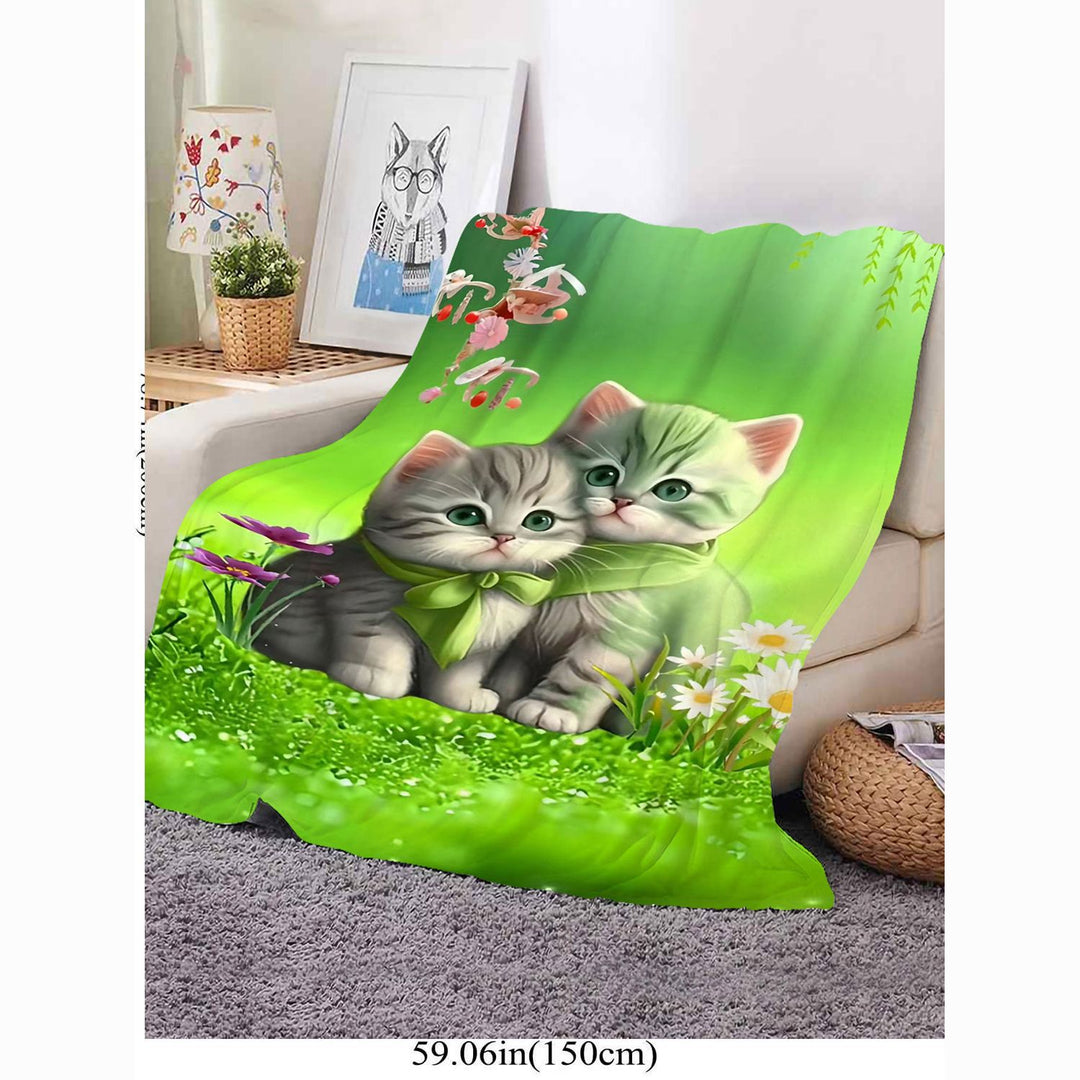 Niedliches Katzen-Themen Weiches Plüsch-Wurfdecke