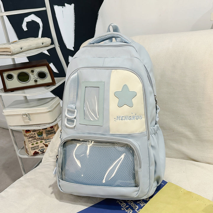 Strukturierter Casual-Rucksack mit transparentem Fach Karnz
