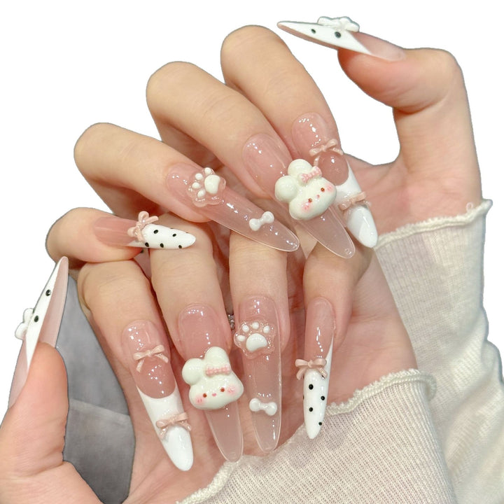 Künstlerisches Press-On Nagelkunstset mit fantasievollen Tierdesigns