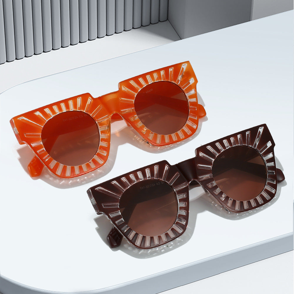 Damen Modische Sonnenbrille mit kreativem geometrischem Rahmen Karnz