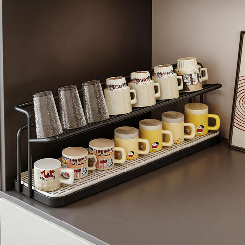 Doppelschichtige Küchenarbeitsplatte Kaffeetasse und Geschirrabtropfgestell mit herausnehmbarer Tropfschale