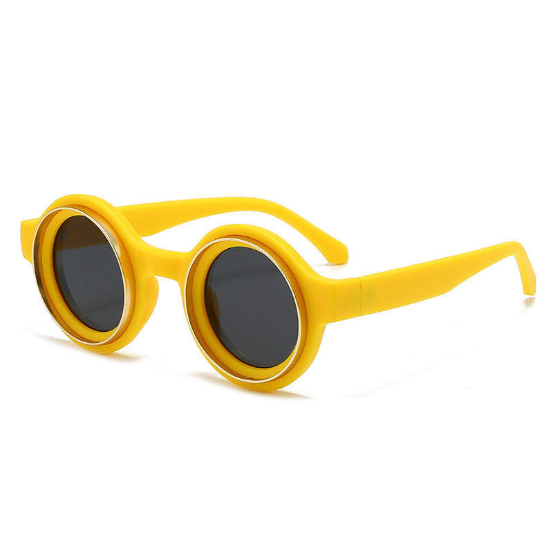 Damen modische runde Sonnenbrille mit auffälligem Design Karnz