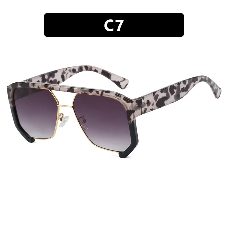 Damen modische Oversized-Sonnenbrille mit eleganter, facettierter Rahmenkonstruktion Karnz