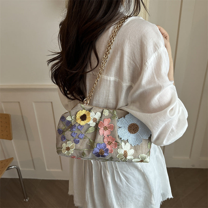 Florale gestickte Handtasche