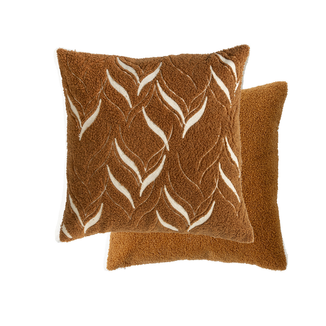 Bouclé-Kissen mit handgesticktem Ethno-Design und abnehmbarem Bezug Karnz