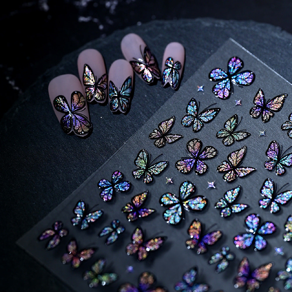 Glitzernde Schmetterling Nagelkunst Aufkleber