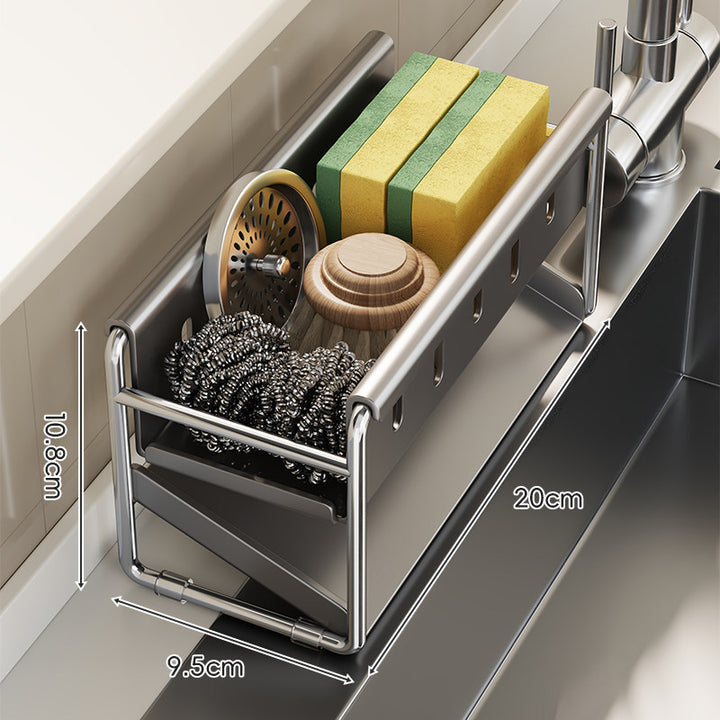 Edelstahl ablaßbarer Spülbecken Caddy Organizer für Schwämme Bürsten und Scheuerschwämme