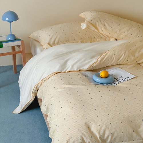 Umkehrbares Baumwolle-Percale-Bettbezug-Set mit Mikro-Dot- und Streifenstruktur