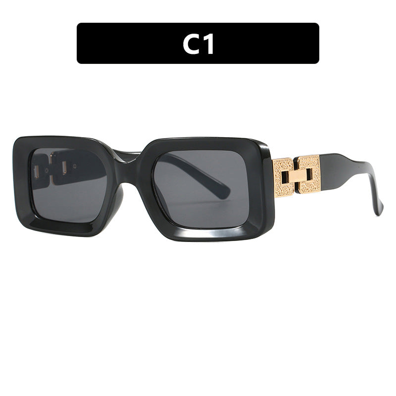 Damen modische Sonnenbrille im eleganten quadratischen Design mit luxuriösen goldenen Akzenten Karnz