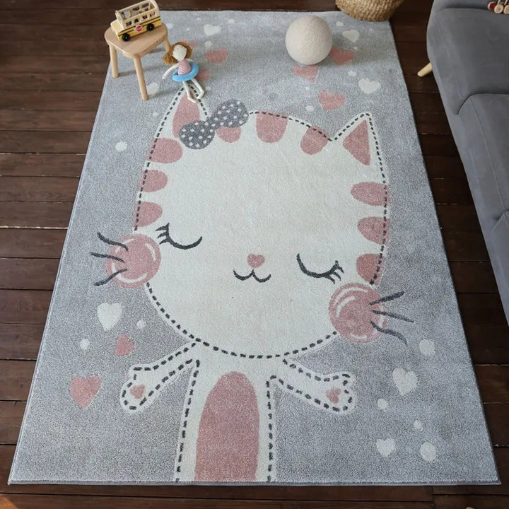 Verspielter katzenmotivierter Teppich