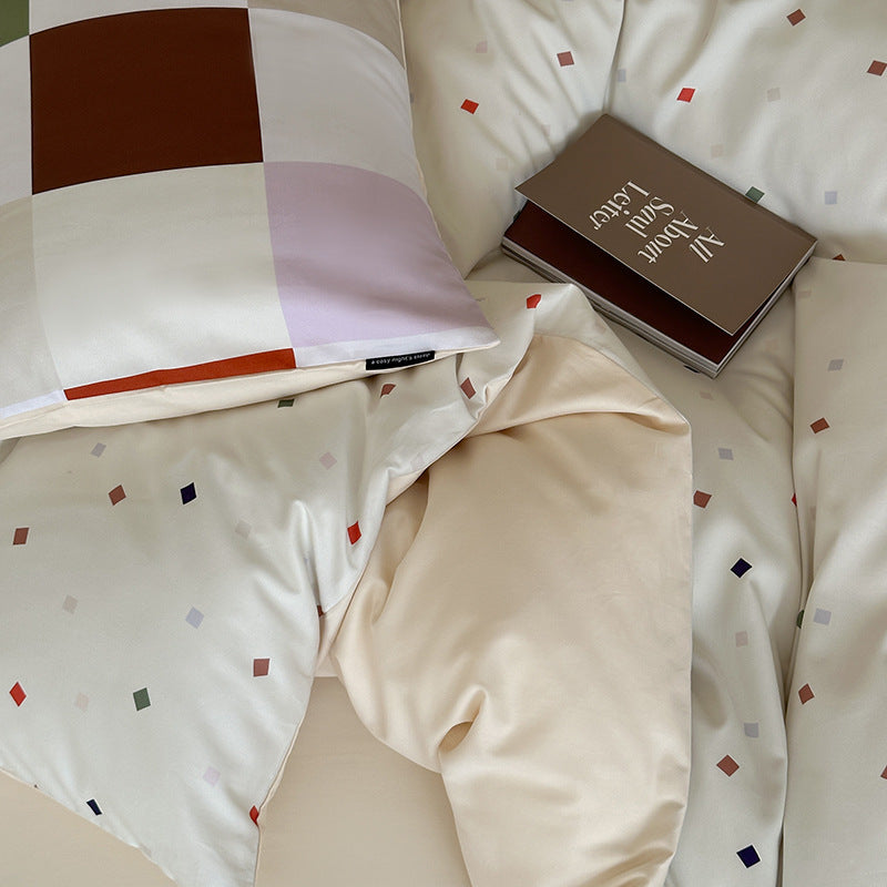 Bettbezug-Set aus Baumwollsatin mit Boho-Ethno-Muster und Wendefunktion