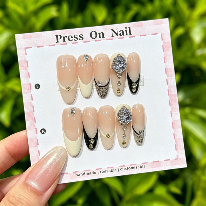 Anpassbare Glitter-Akzent Press-On Nägel