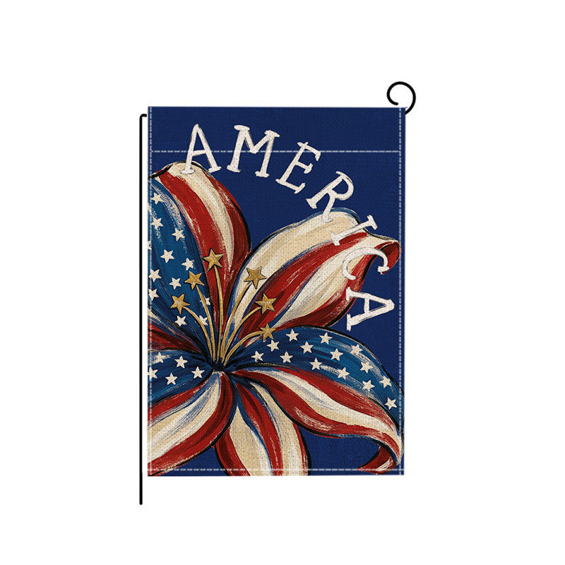 Outdoor Jute Gartenflagge mit patriotischem Fourth of July Einmachglas Blumengrussdesign