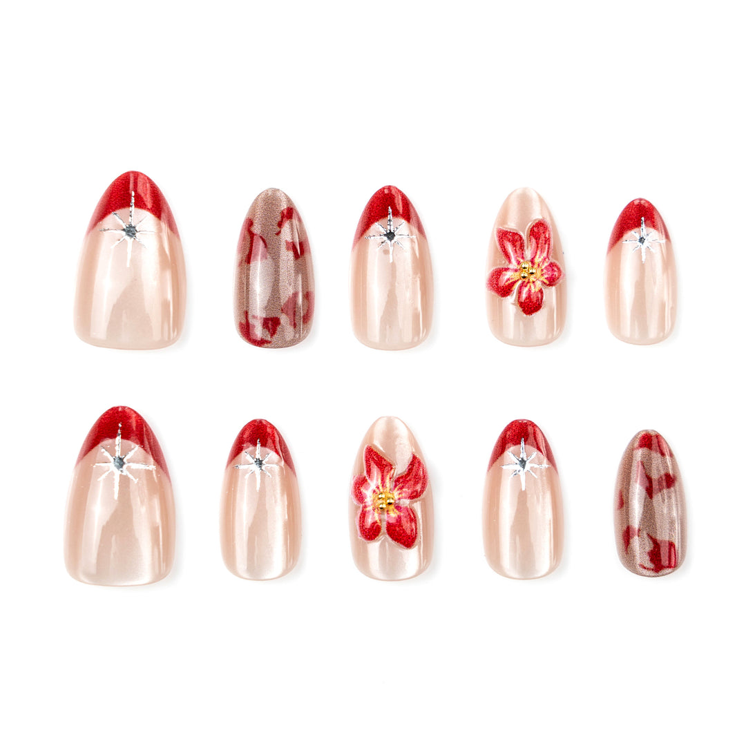 Blumige Verbesserungen Press-On Nagelset