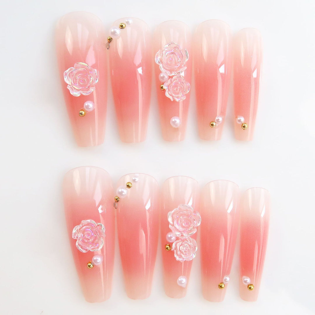 Künstlerisches Floral Press-On Nagelkunst Set