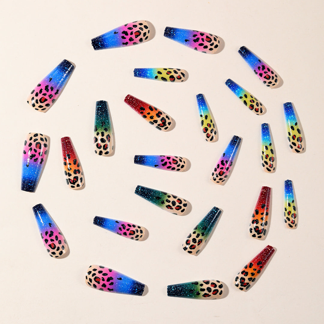 Ombre Leopard Print Nagelkunst Extensions Karnz