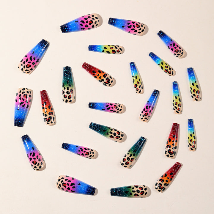 Ombre Leopard Print Nagelkunst Extensions Karnz