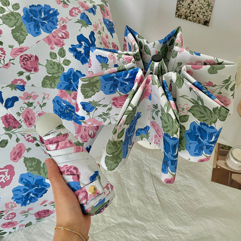 Damen Faltregenschirm mit hochwertigem Blumendesign Karnz