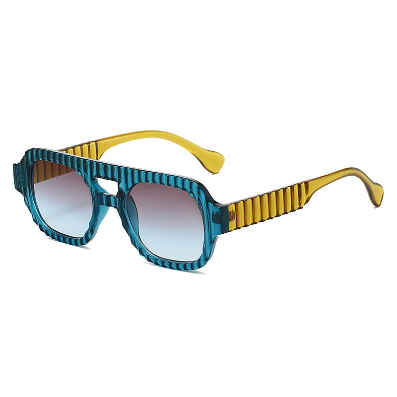 Damen modische Sonnenbrille im futuristischen Design mit strukturiertem Rahmen Karnz