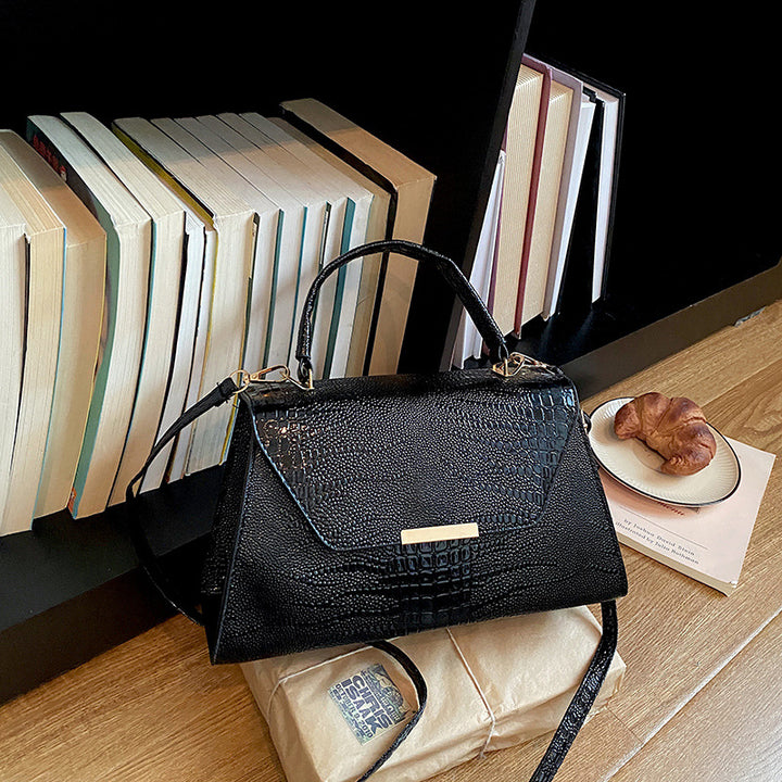 Strukturierte Leder Schultertasche