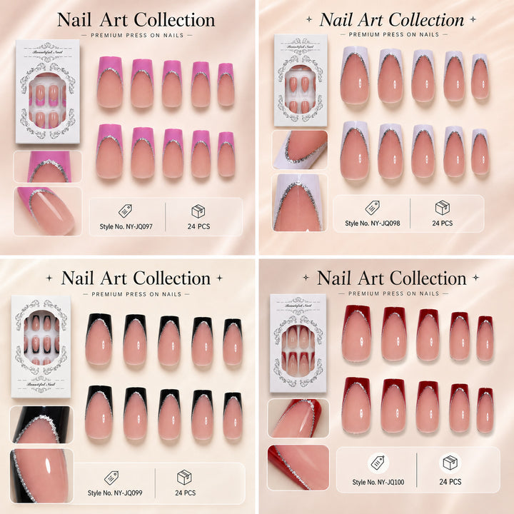 Premium Kunstnagel Set mit eleganter Verzierung Karnz