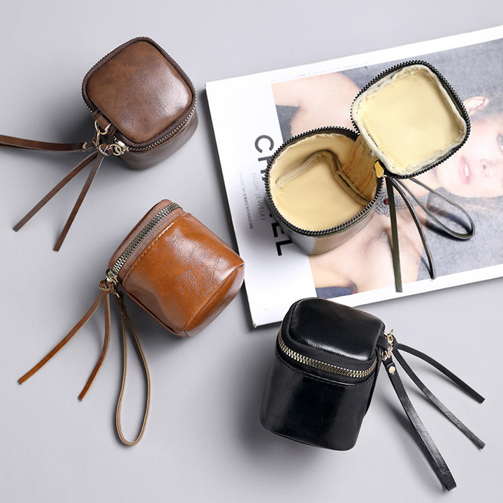 Kompakter Leder Kosmetik Organizer