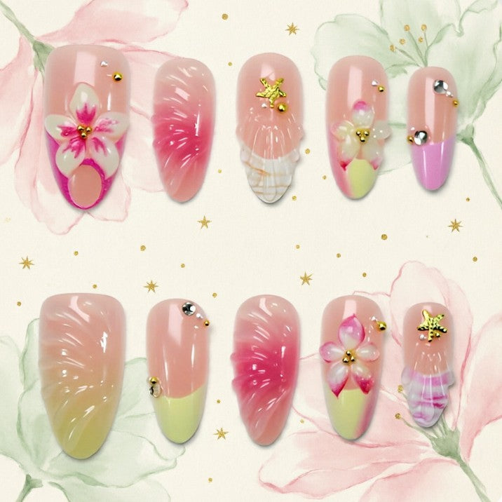 Kunstnägel mit Floralen 3D-Motiven Karnz