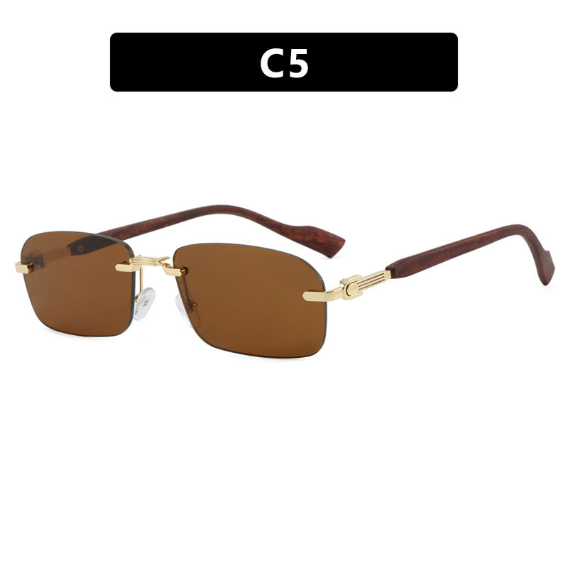Damen Sonnenbrille mit elegantem Metallrahmen und stilvollen Holzdetails Karnz