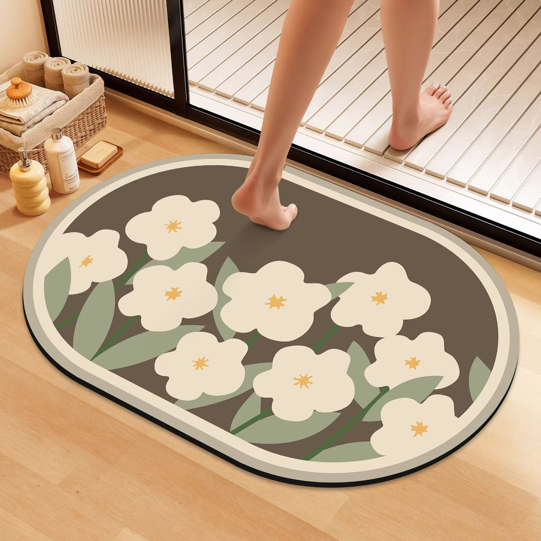 Künstlerische Florale Badematte Karnz