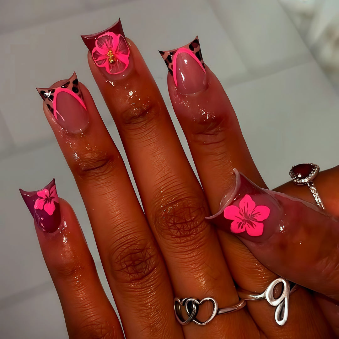 Floral Cat-Ear Design Press-On Nails Karnz