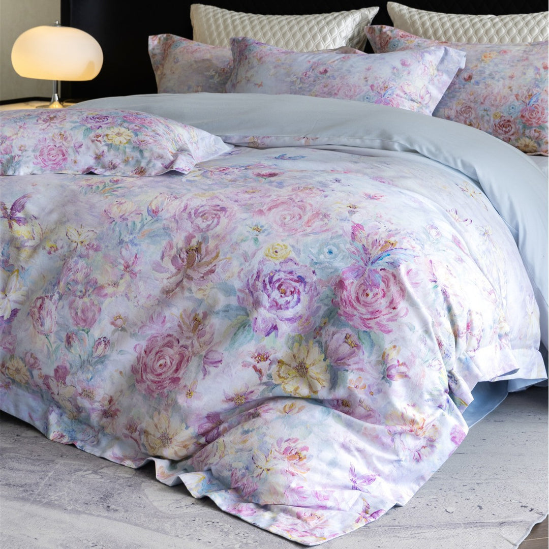 Luxuriöses Floral Baumwollsatin Bettbezug-Set