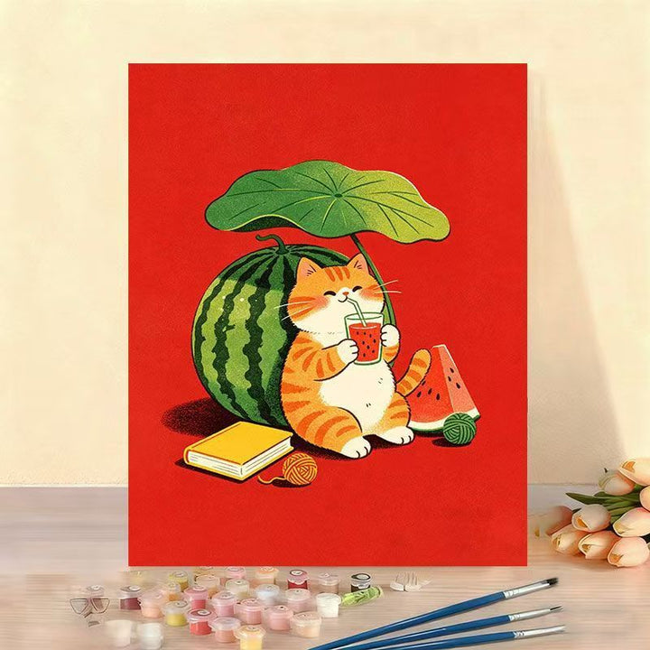 Verspielt Katze Illustration Leinwand Kunstwerk Karnz