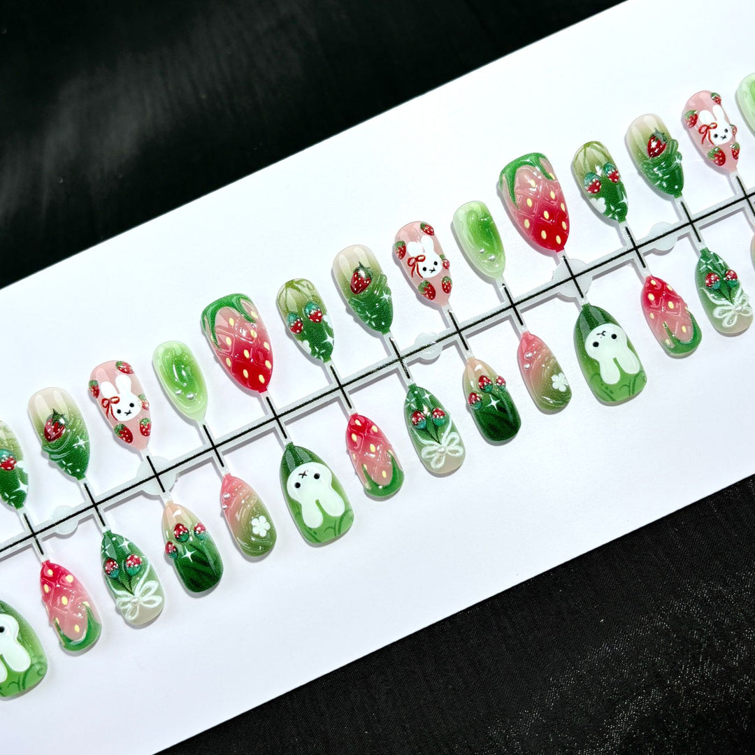 Elegante Polka Dot und Spitzen Press-On Nagel Set