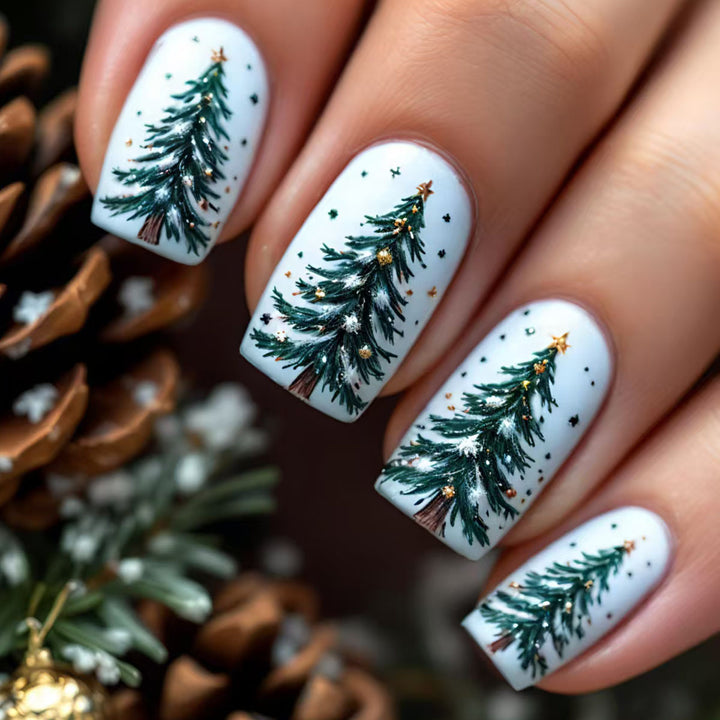 Kunstnägel Im Festlichen Winterwald-Design Karnz