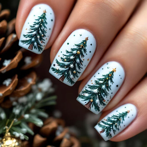 Kunstnägel Im Festlichen Winterwald-Design Karnz