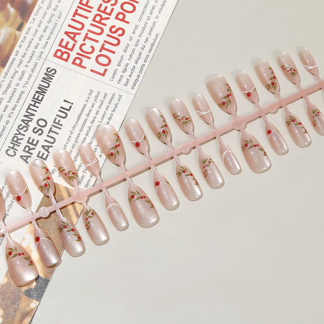 Blumen dekoriertes Press-On Nagelset Karnz