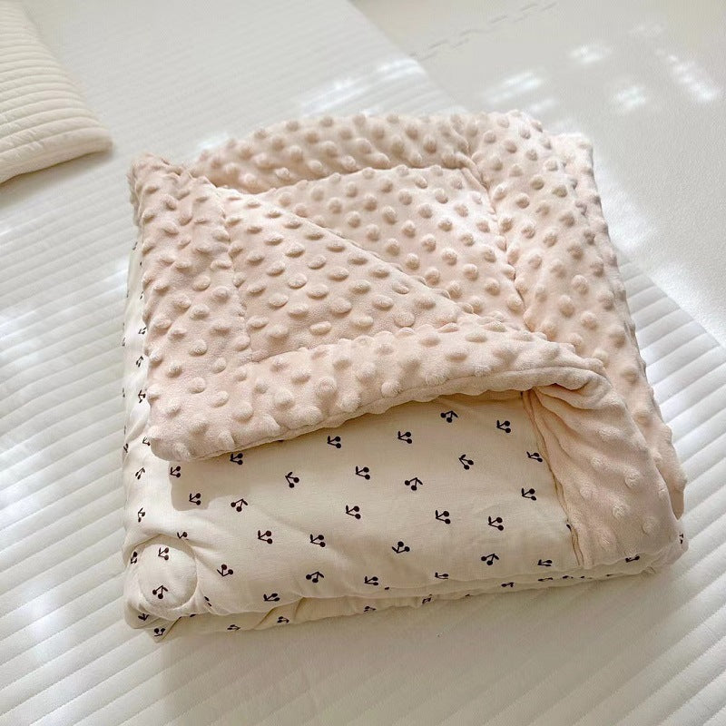 Wendbare Minky Dot Plüsch Babydecke