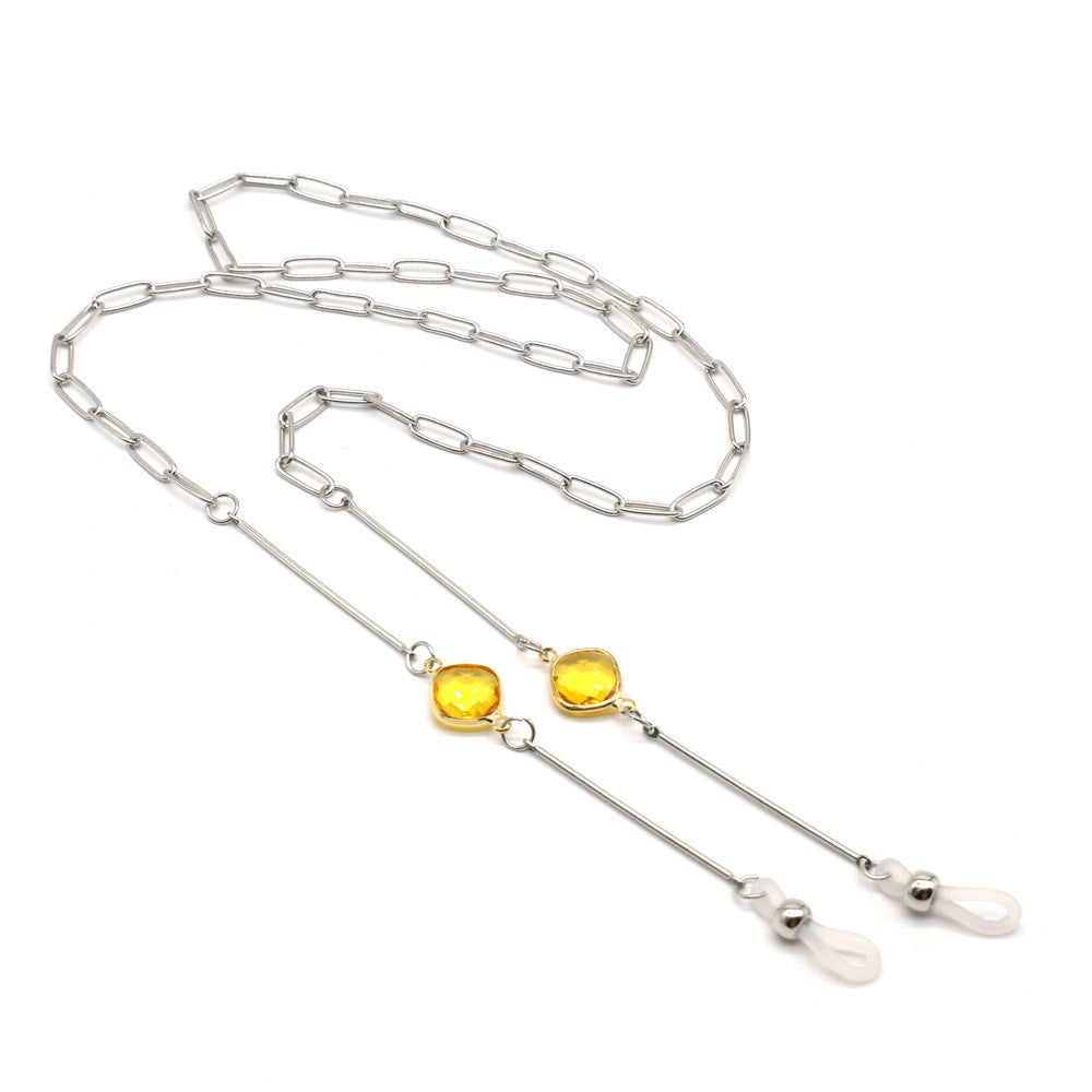 Modische Brillenhalterkette mit Bunten Kristallanhängern Karnz